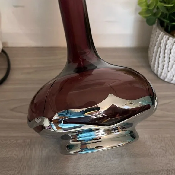 Vintage Farber Bros. Amethyst Decanter and Stopper Farber Crystal (Chrome)
